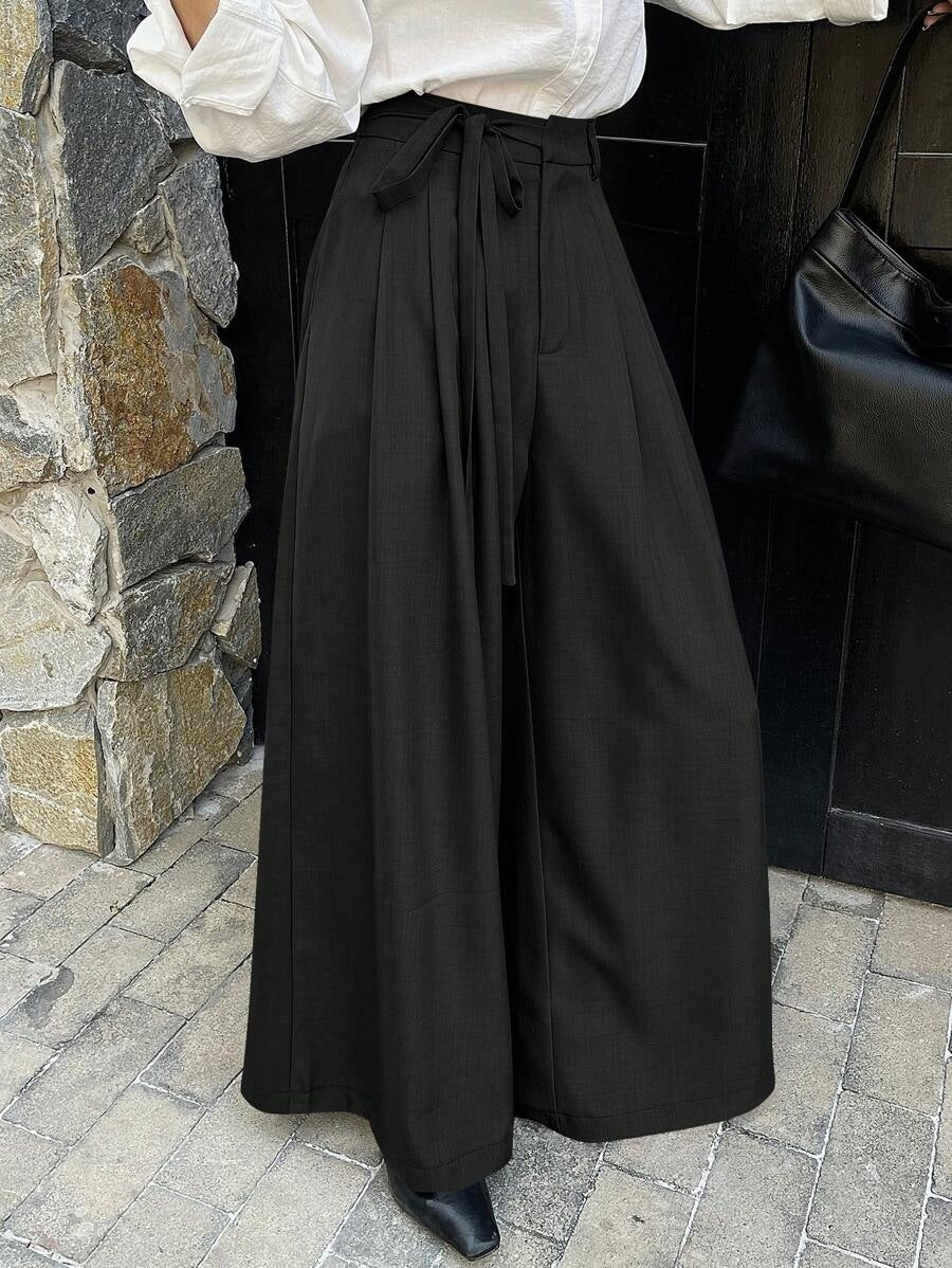 Women's Vintage Tie Waist Wide Leg Palazzo Pants