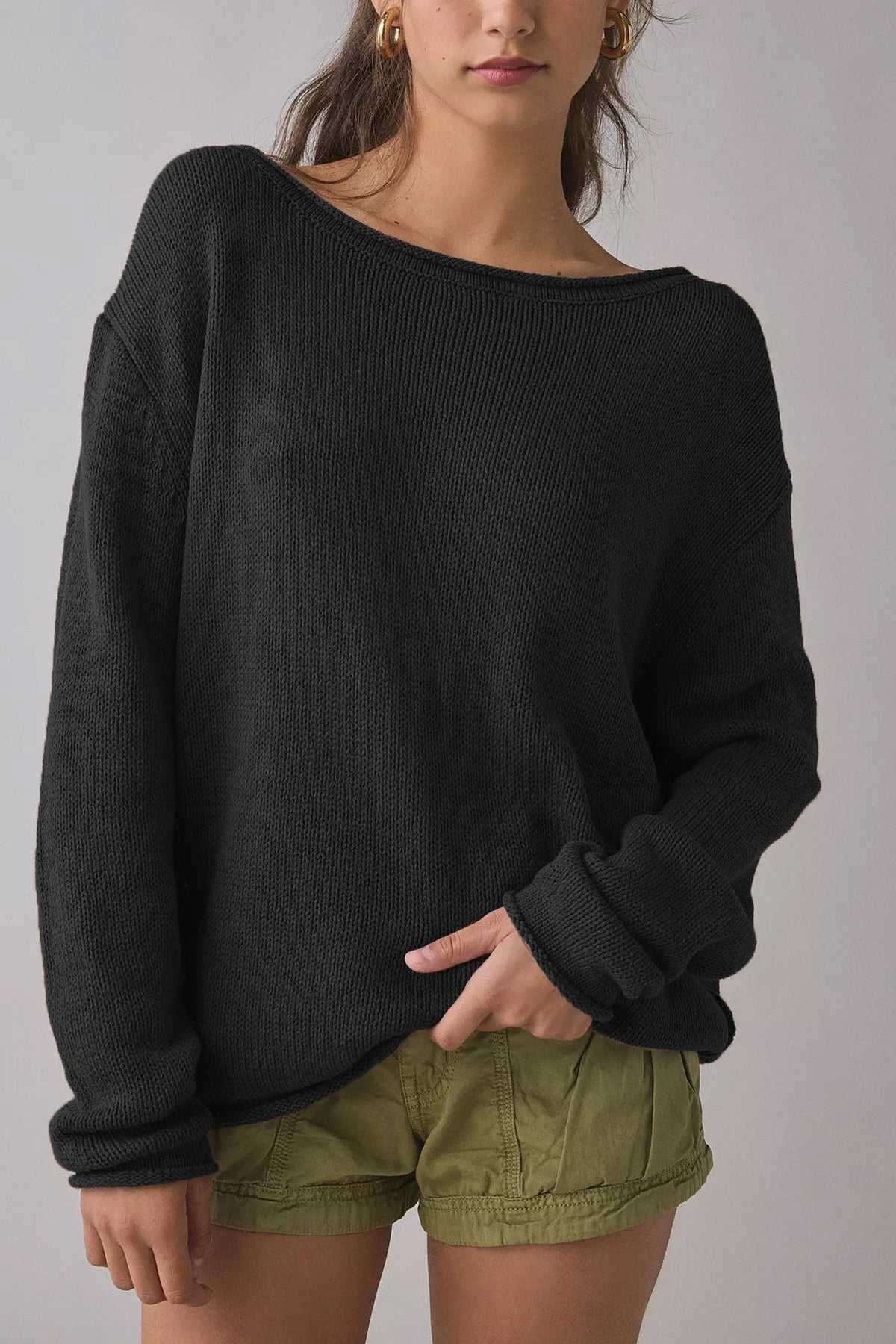 Women's Oversized Crewneck Knit Pullover Sweater
