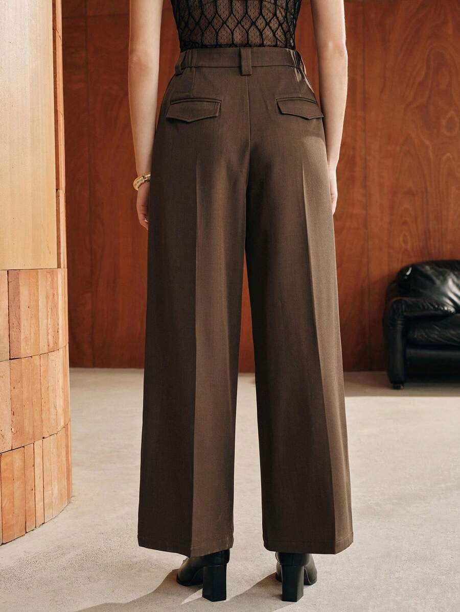 Women's High Waist Pleated Wide Leg Dress Pants