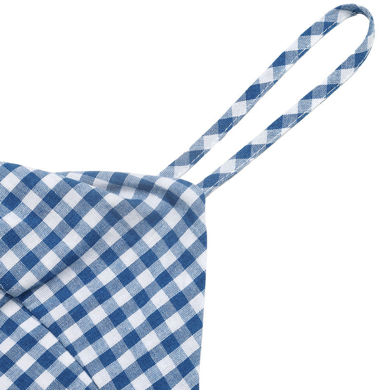 Gingham Midi Dress Cottagecore Bow Spaghetti Strap