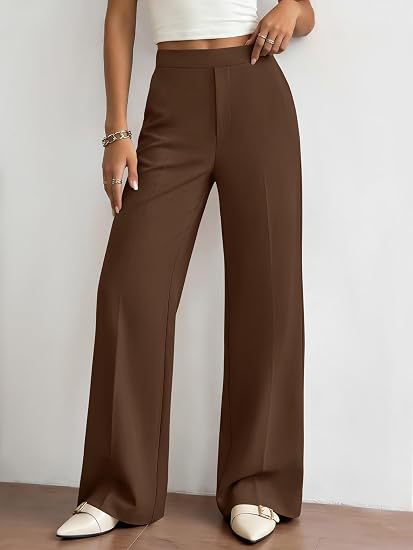 Women's High Waisted Wide Leg Dress Pants with Pockets