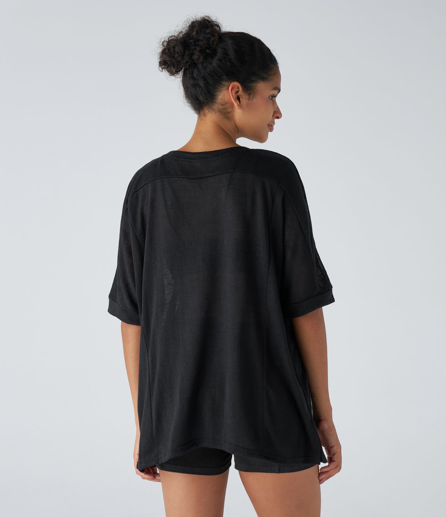 Textured Rayon Oversized Top Casual Boho Streetwear
