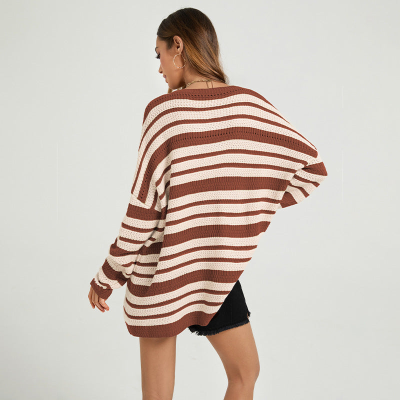 Women's Oversized Striped Chunky Knit Sweater