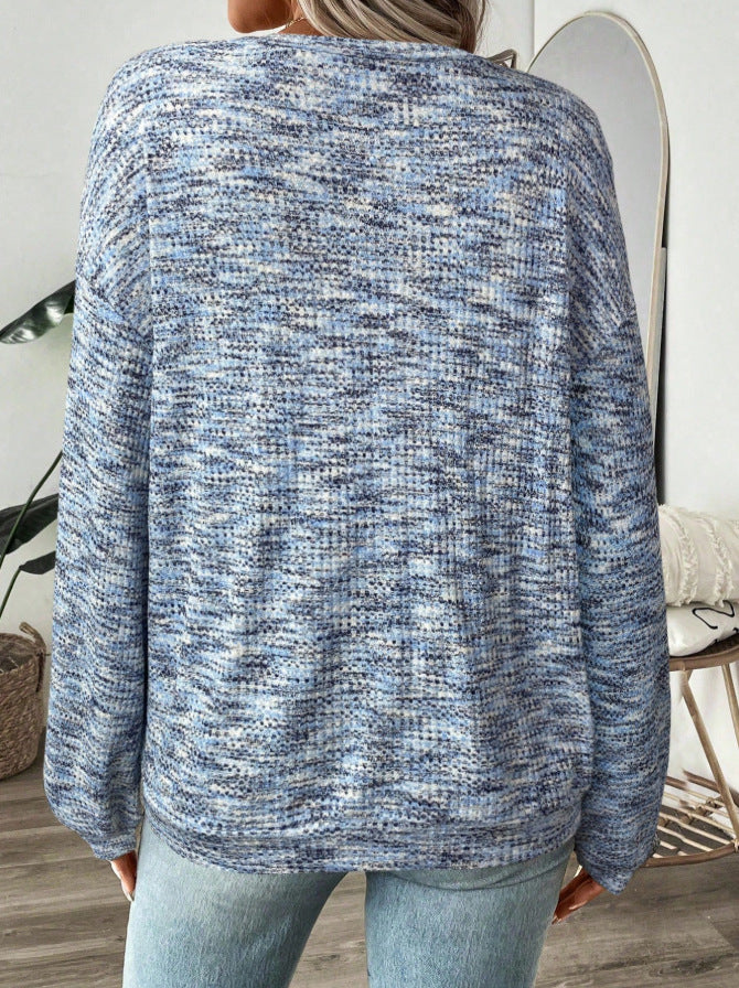 Women's Oversized Waffle Knit Ombre Long Sleeve Top