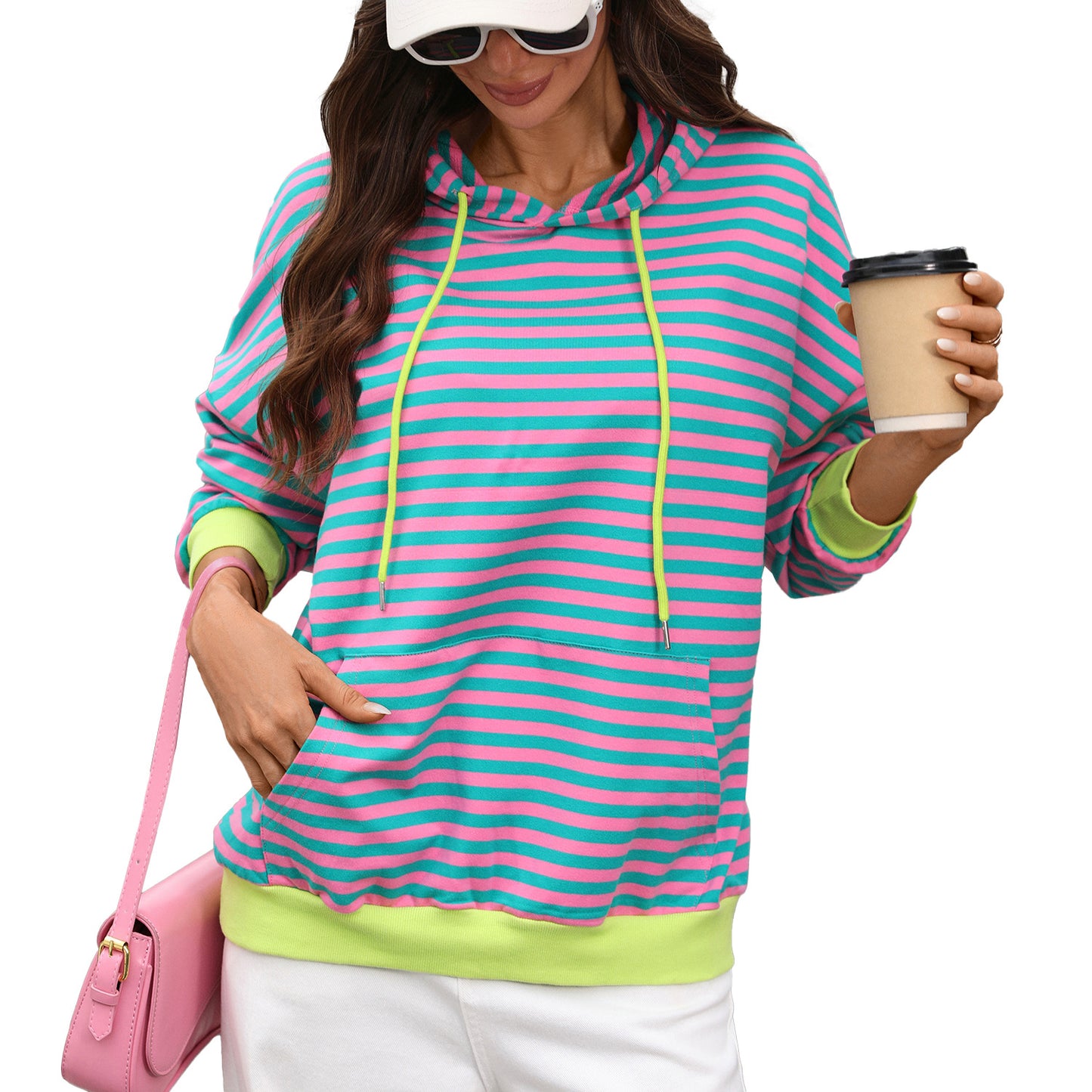 Striped  Hoodie Pullover Casual Oversized Top