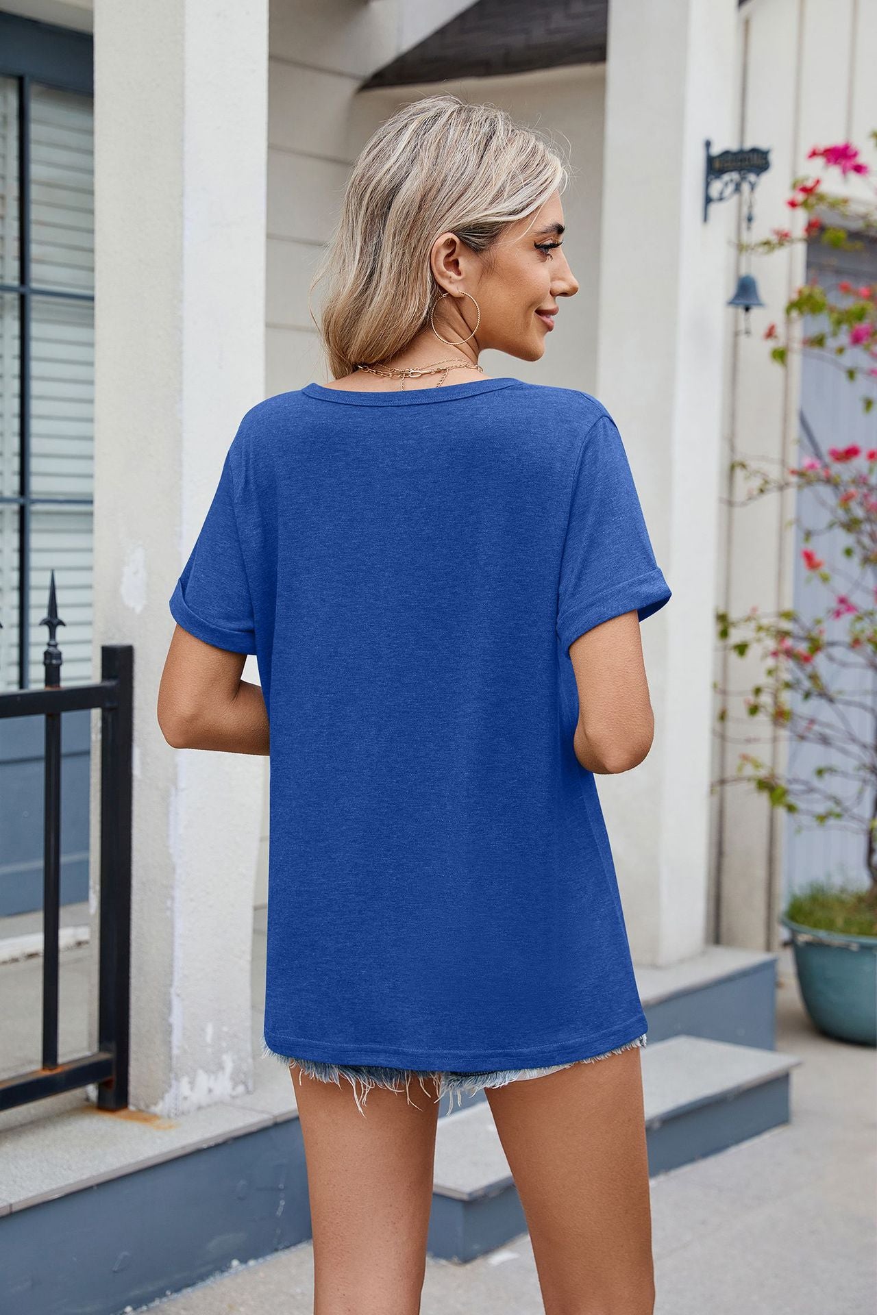 V-Neck Loose Short Sleeve T-Shirt