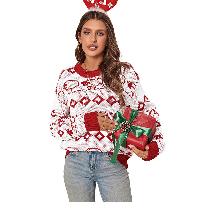 Women's Oversized Christmas Sweater Crewneck Knit Pullover