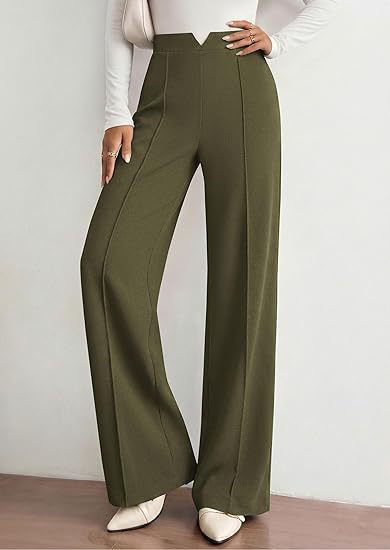 Wide Leg Dress Pants Women High Waist Flowy Trousers