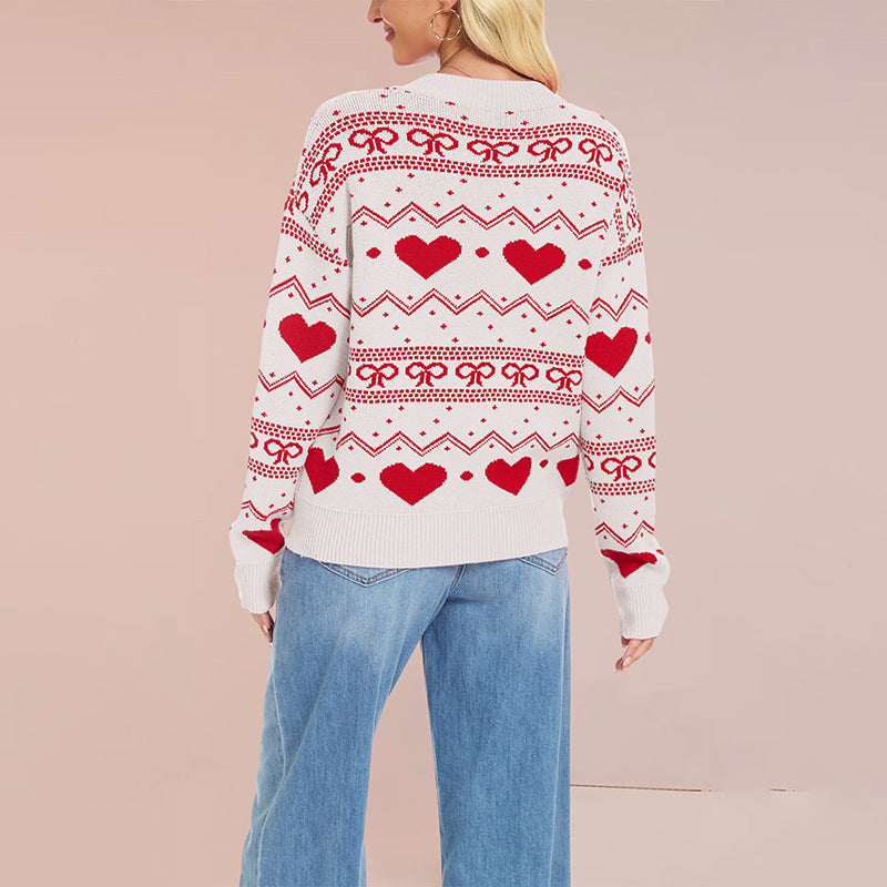 Women's Valentine's Day Heart Crew Neck Sweater