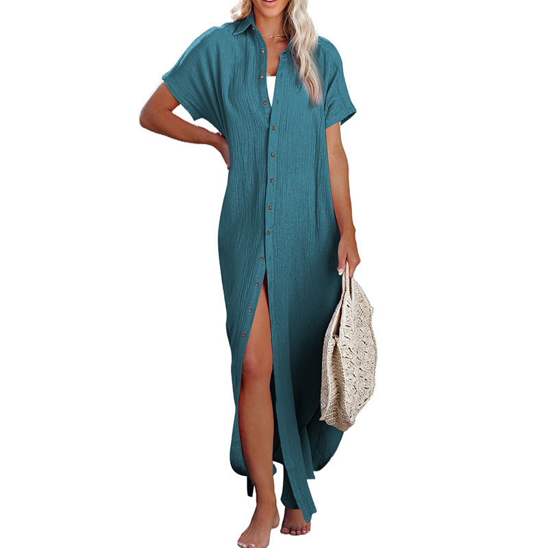 Women's Cross-Border Solid Color Loose Bikini Blouse