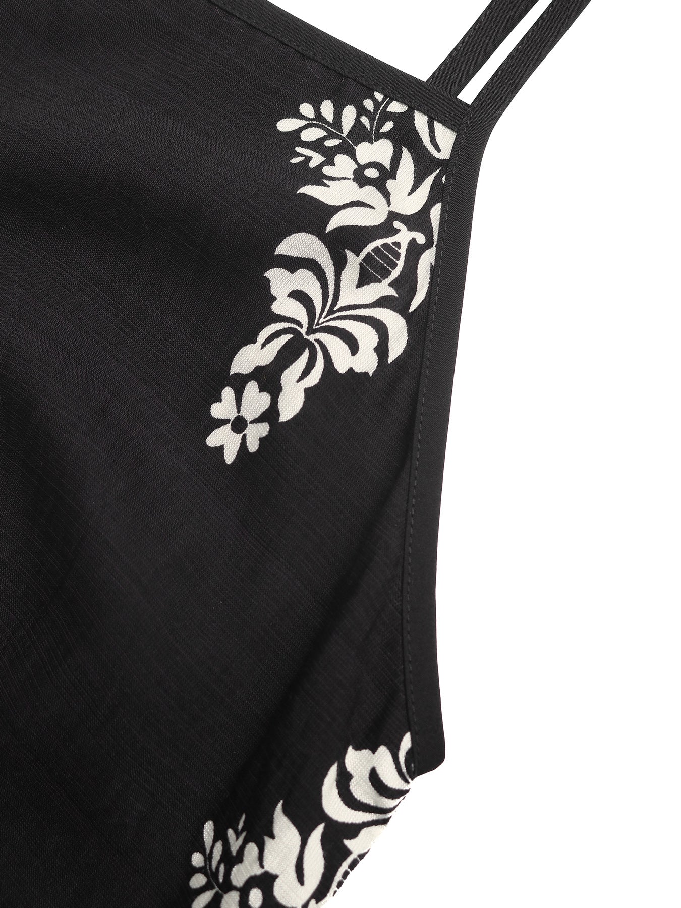 Black White Boho Print Spaghetti Strap Maxi Dress