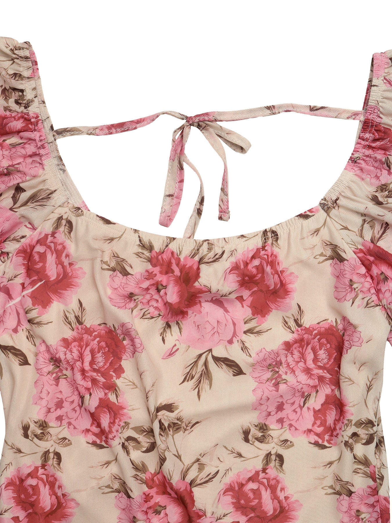 Floral Chiffon Midi Dress Romantic Flutter Sleeve