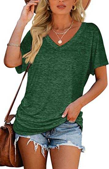 Black V Neck Loose Fit Basic Tee