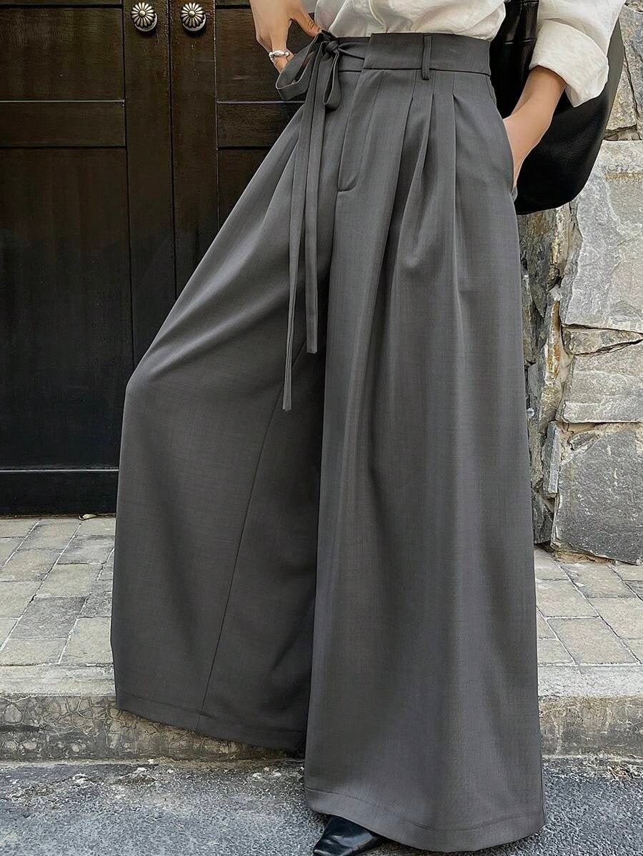 Women's Vintage Tie Waist Wide Leg Palazzo Pants