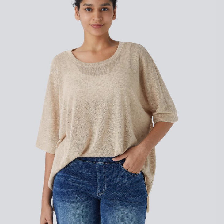 Textured Rayon Oversized Top Casual Boho Streetwear