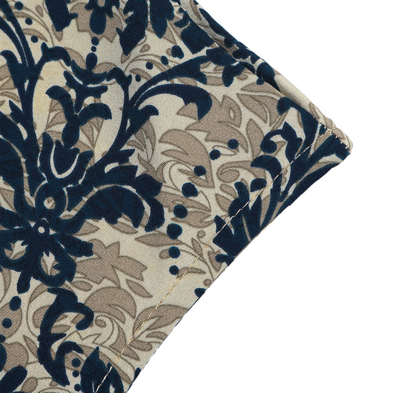 Damask Print Woven Top Vintage Cap Sleeve Collared