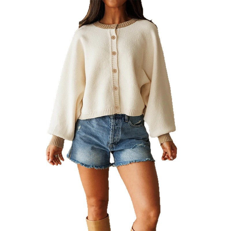 Women's Color Block Chunky Knit Button Front Cardigan