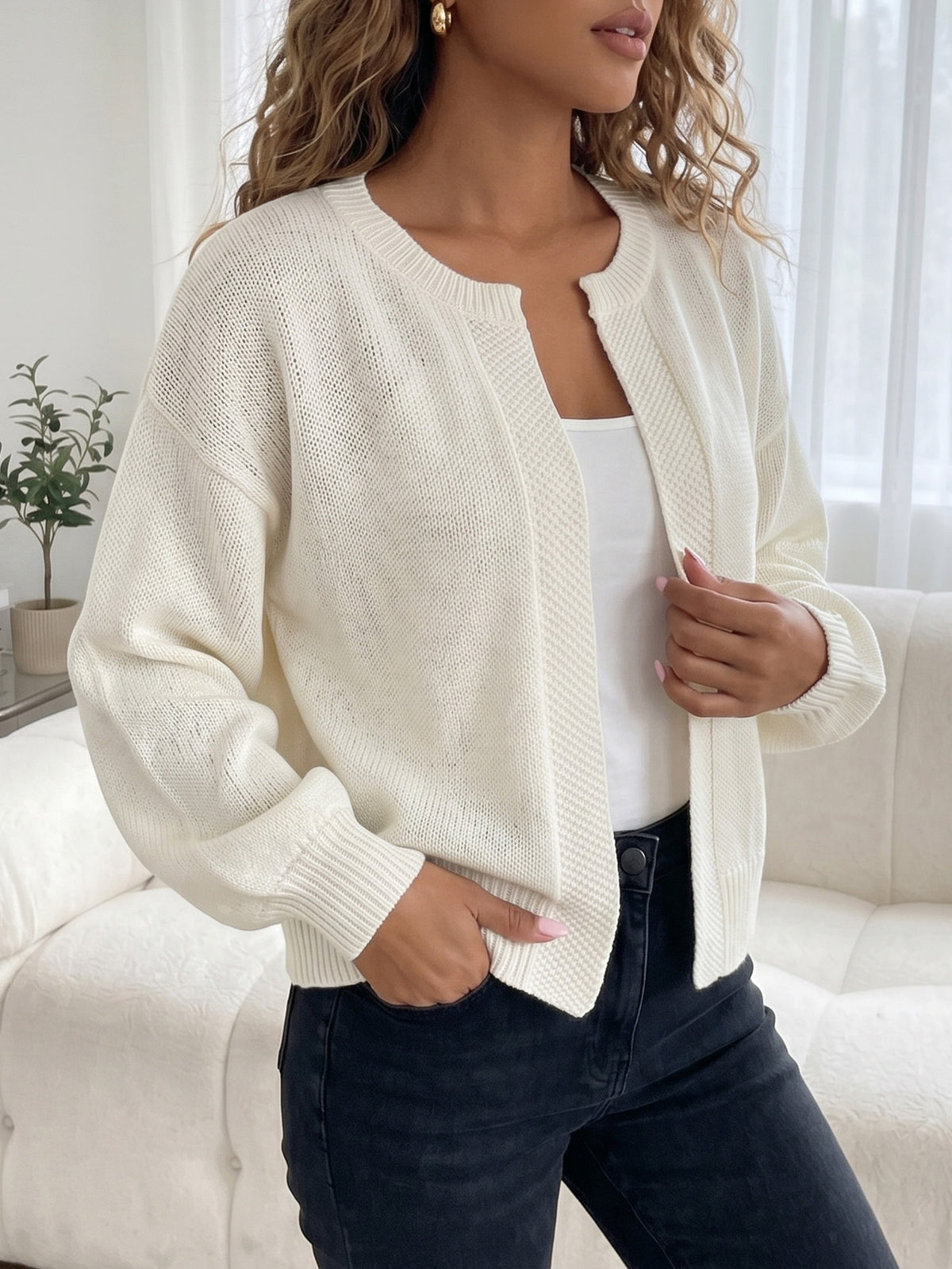 Women's Oversized Open Front Knit Cardigan Sweater