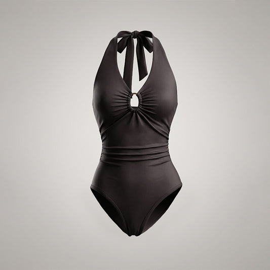 Women Halter Neck One Piece Bodysuit Sexy Slim Fit Swimsuit