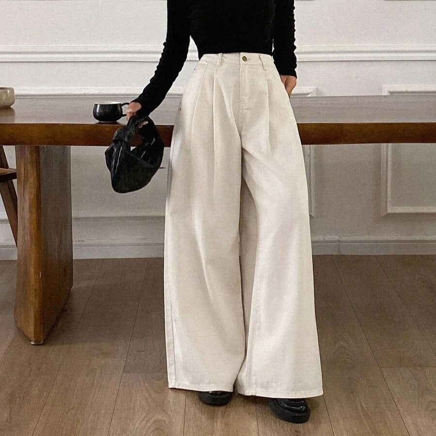 Women's High Waisted Wide Leg Baggy Jeans Casual Cotton