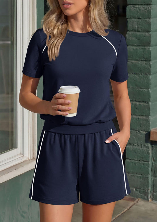 Athleisure Contrast Trim Two Piece Lounge Set