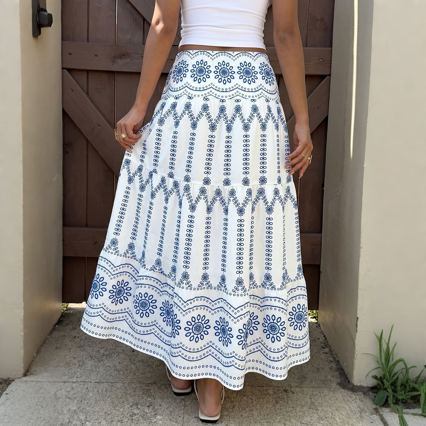 Bohemian Print Vacation Maxi Skirt Ethnic Summer Beach Wear