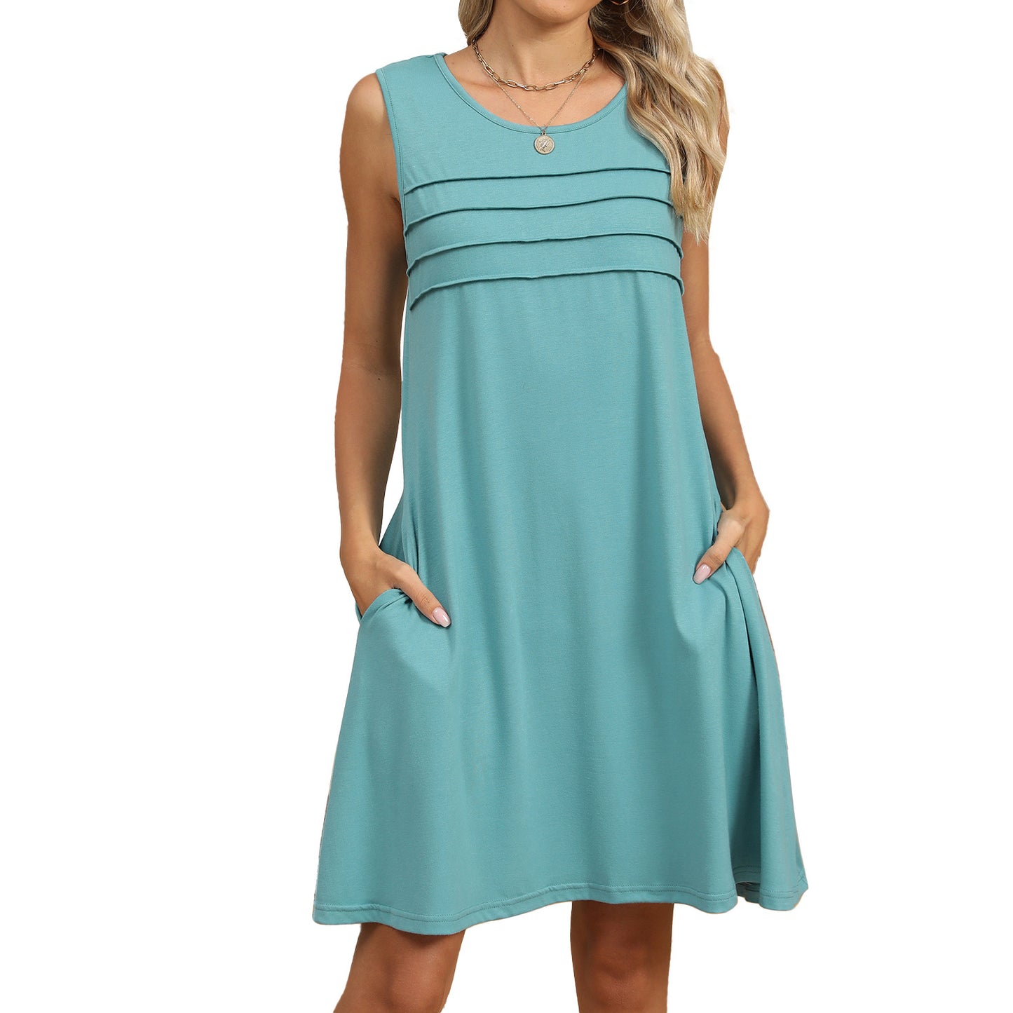 Loose Fit Scoop Neck Sundress with Graphic Print