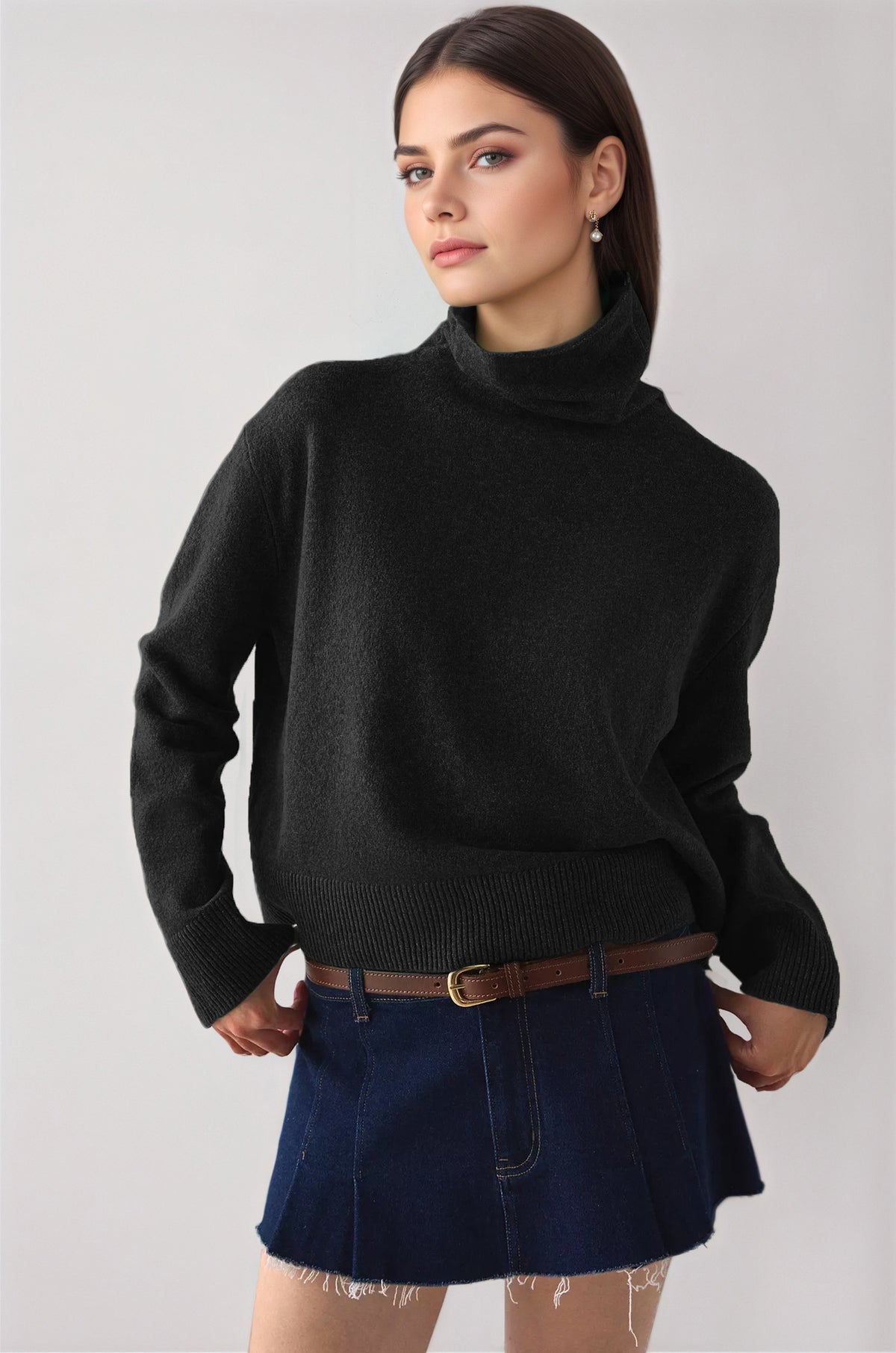 Women's Turtleneck Sweater Long Sleeve Knit Pullover