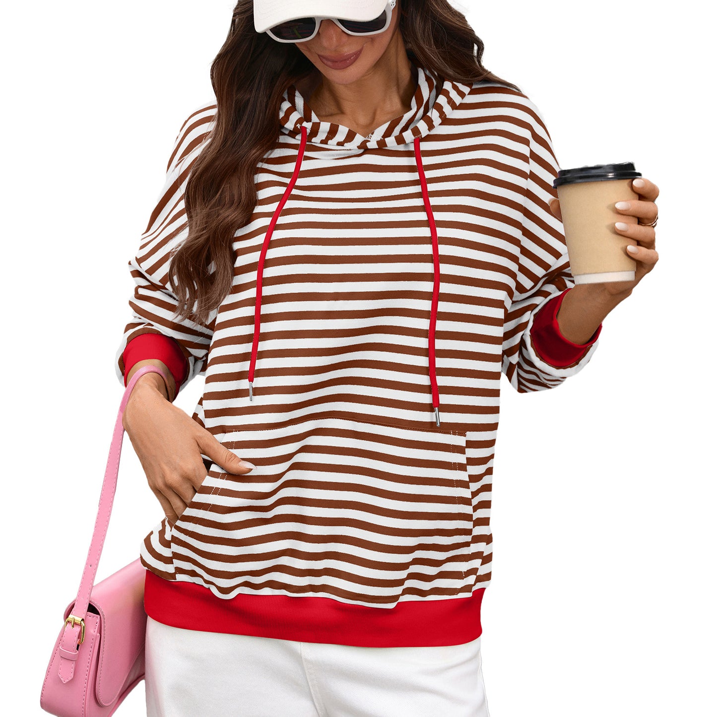 Striped  Hoodie Pullover Casual Oversized Top