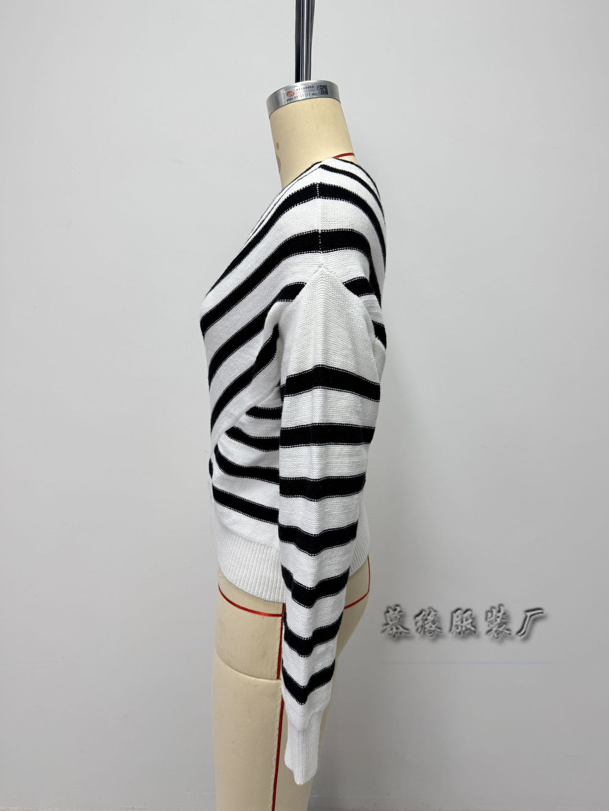 Women Striped Off Shoulder Sweater Asymmetric Knit Top
