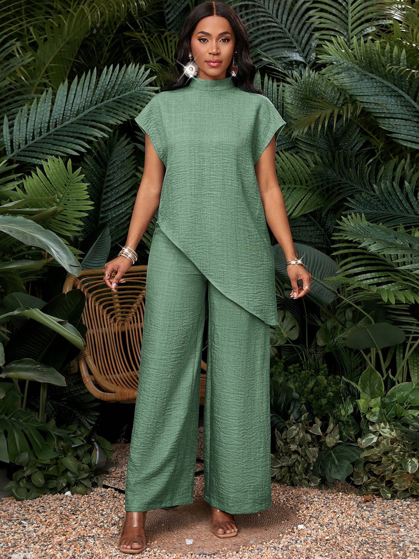 Solid Set Resort Textured Wide Leg Vacation