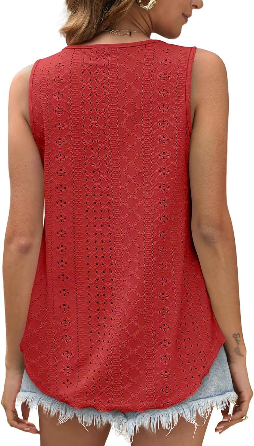 Women's Summer Loose Fit Round Neck Sleeveless Vest Top