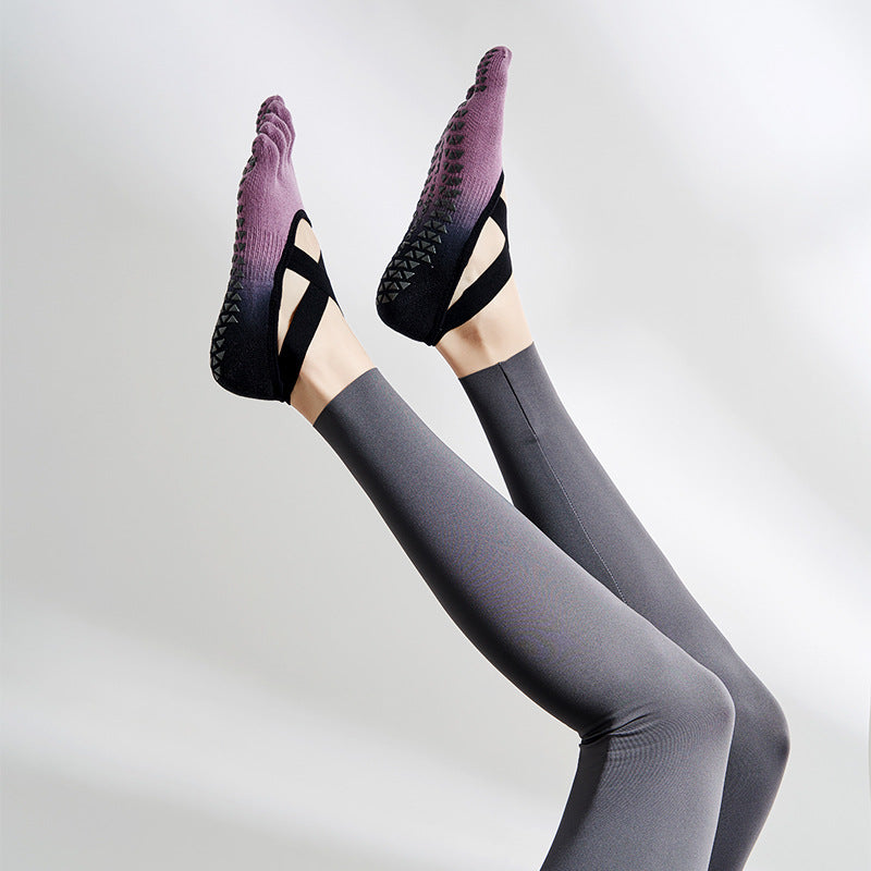Pilates Grip Toe Socks Women Non Slip Strap Workout Socks