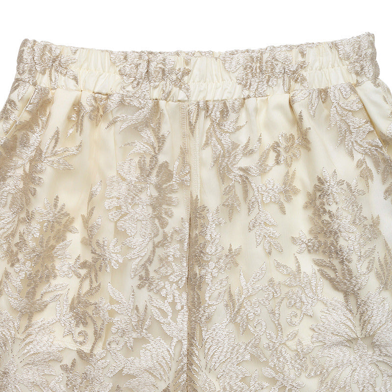 French High Waist Embroidered Lace Shorts Women Summer
