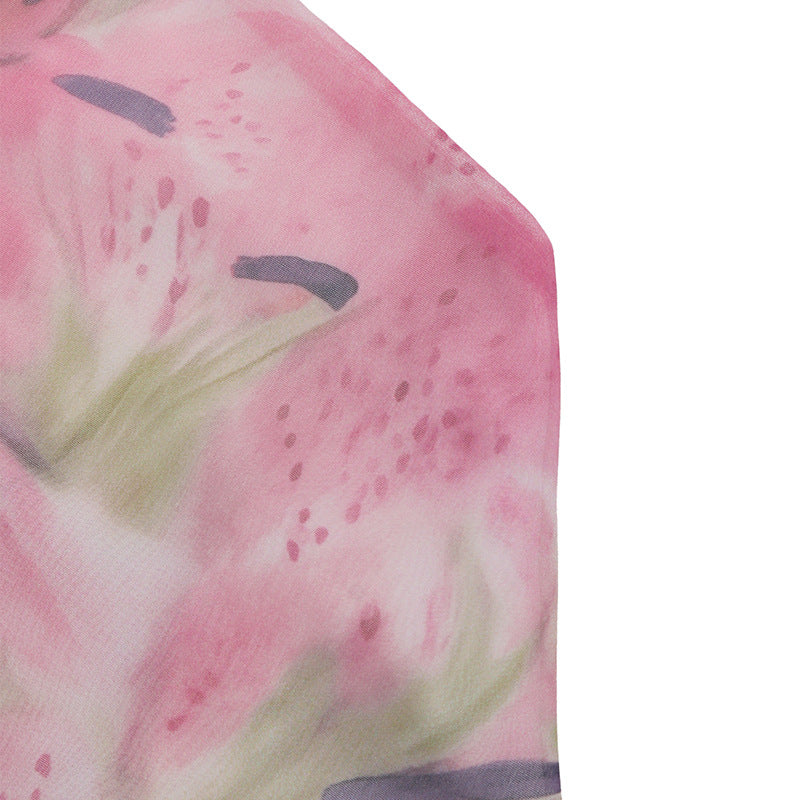 Floral Halter Backless Chiffon Tank Top Layered Summer