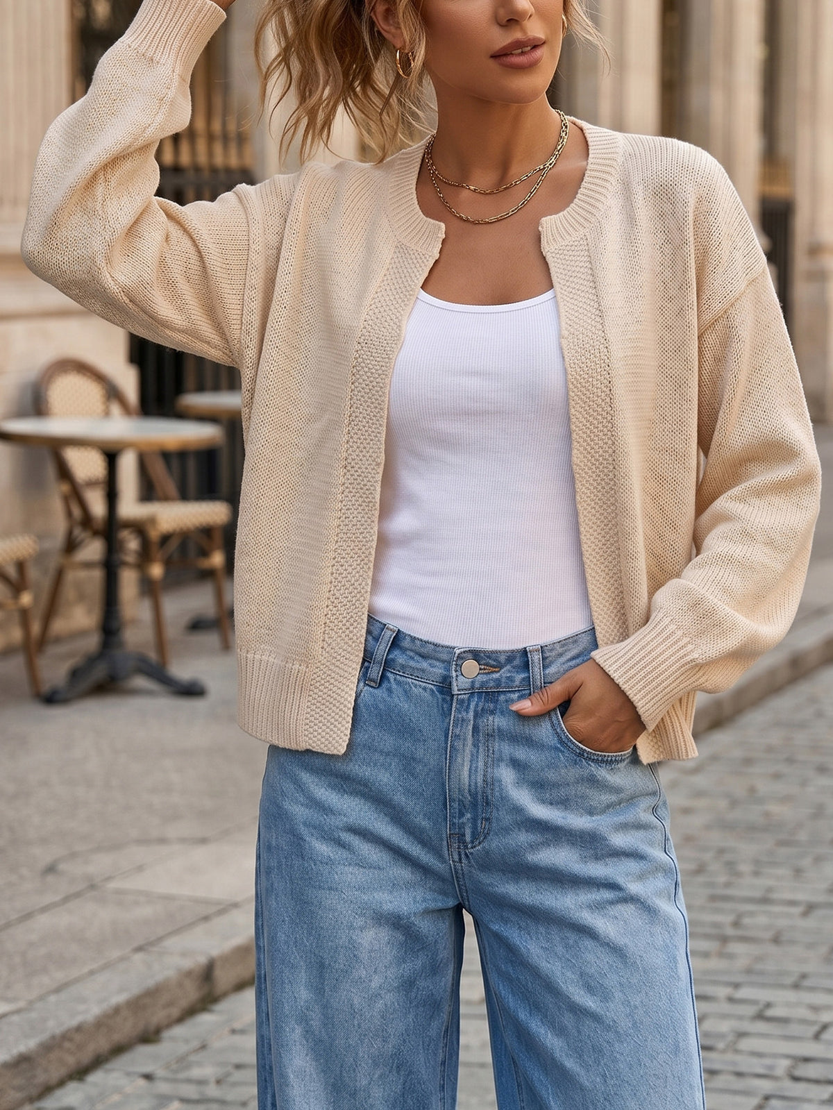 Women's Oversized Open Front Knit Cardigan Sweater