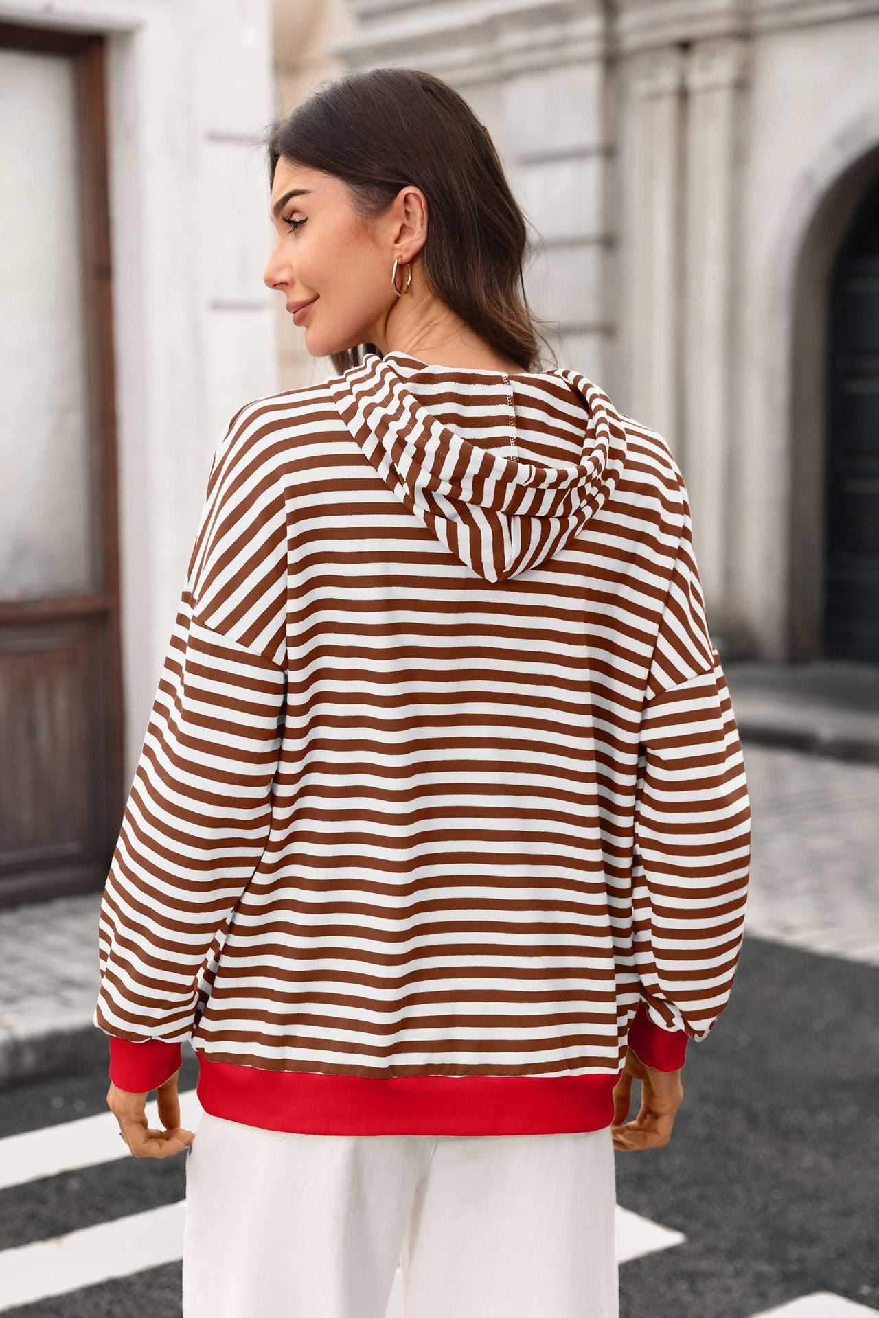 Striped  Hoodie Pullover Casual Oversized Top