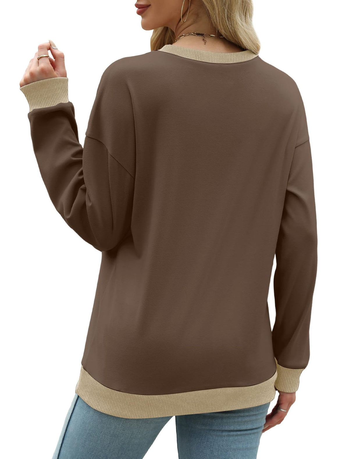 Women's Oversized Colorblock Crewneck Sweatshirt