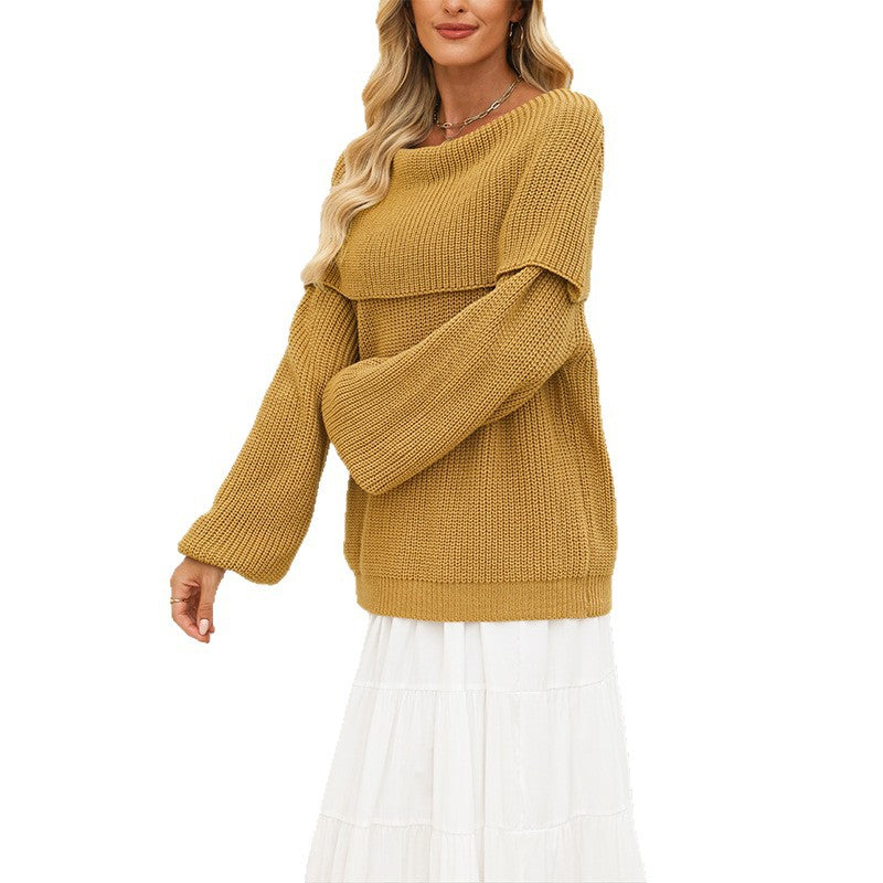 Women's Off Shoulder Chunky Knit Oversized Pullover Sweater