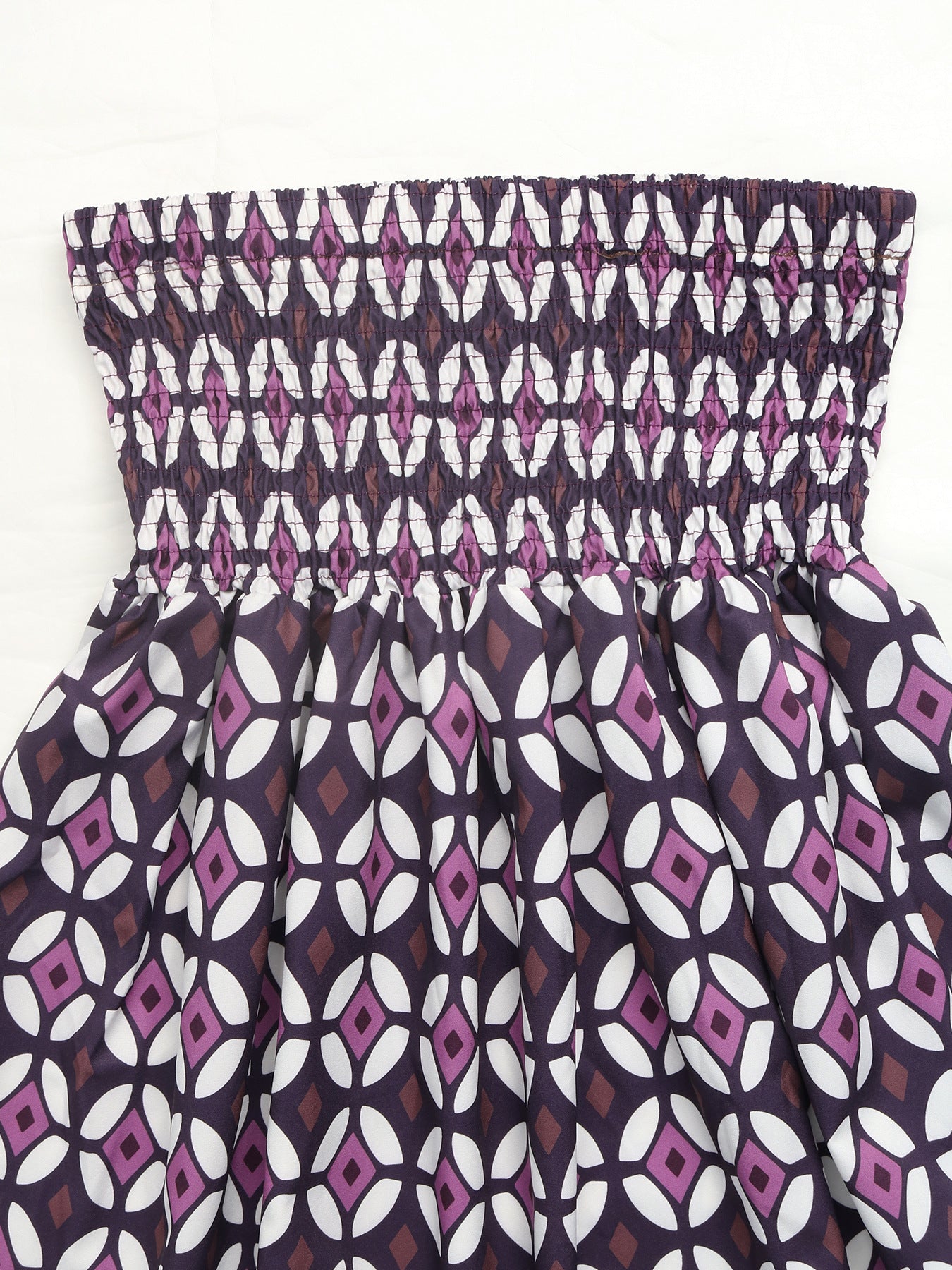 Geometric Chiffon Maxi Skirt Boho Smocked Tiered