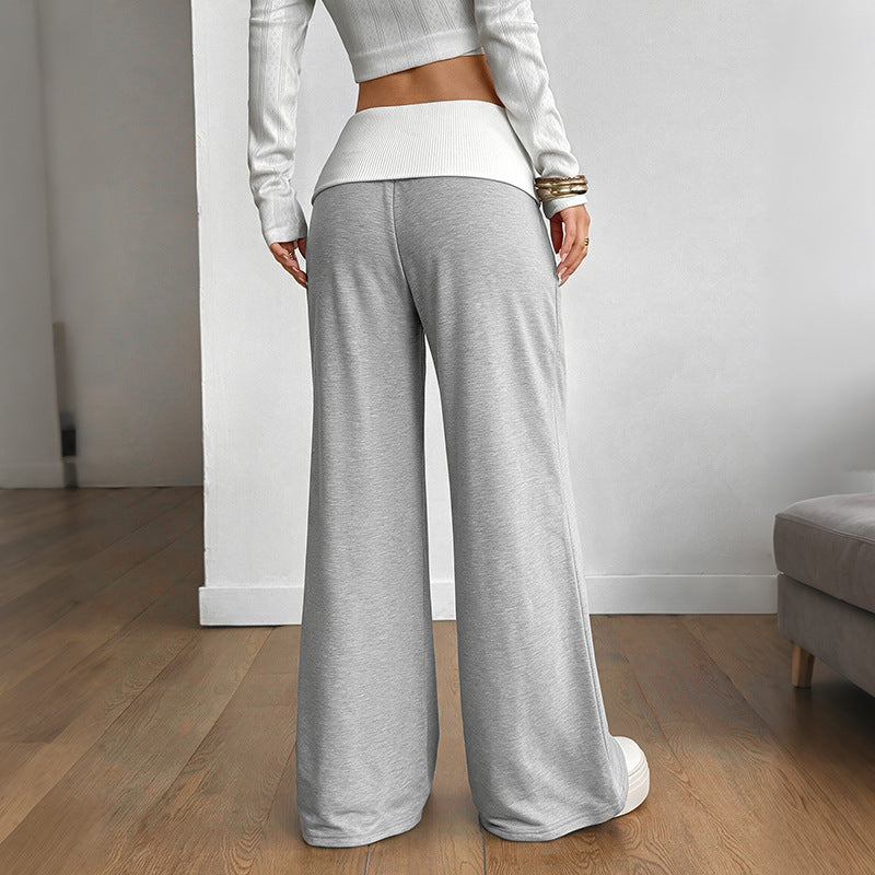 Foldover Waist Wide Leg Lounge Pants