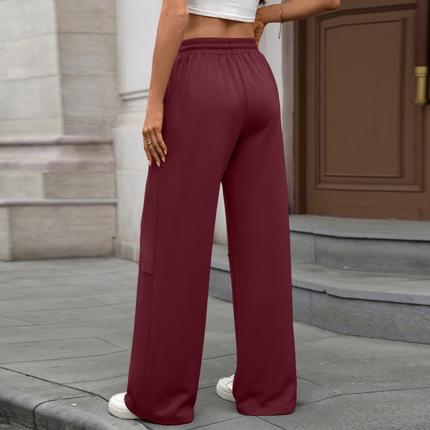 High-Waist Drawstring Wide-Leg Pants | Comfortable Casual Trousers