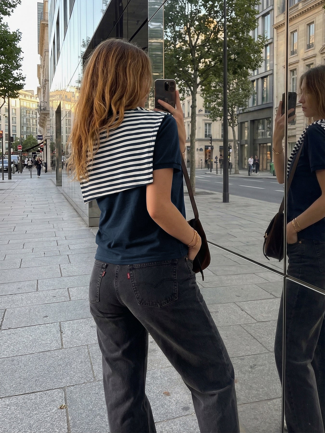 Women Stripe Patchwork Short Sleeve Casual T Shirt