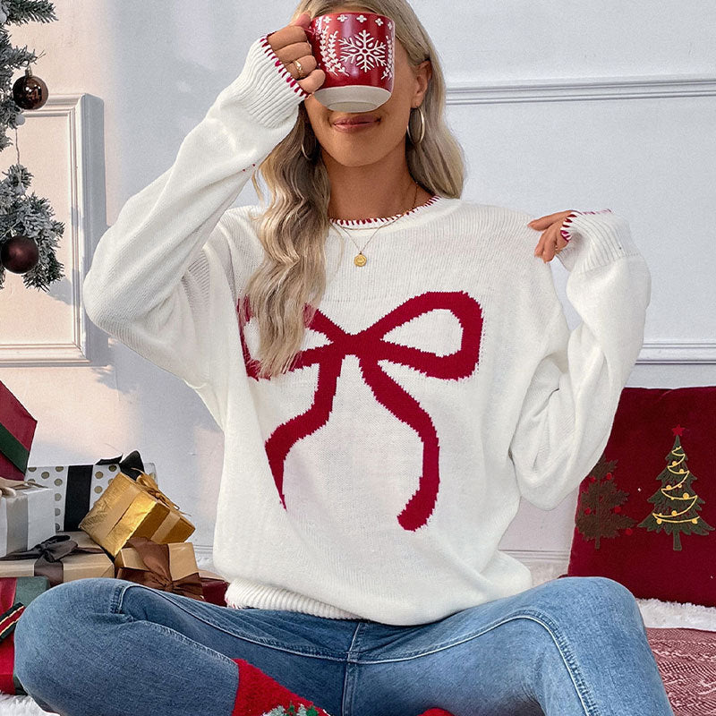 Women's Loose Long Sleeve Crew Neck Christmas Sweater