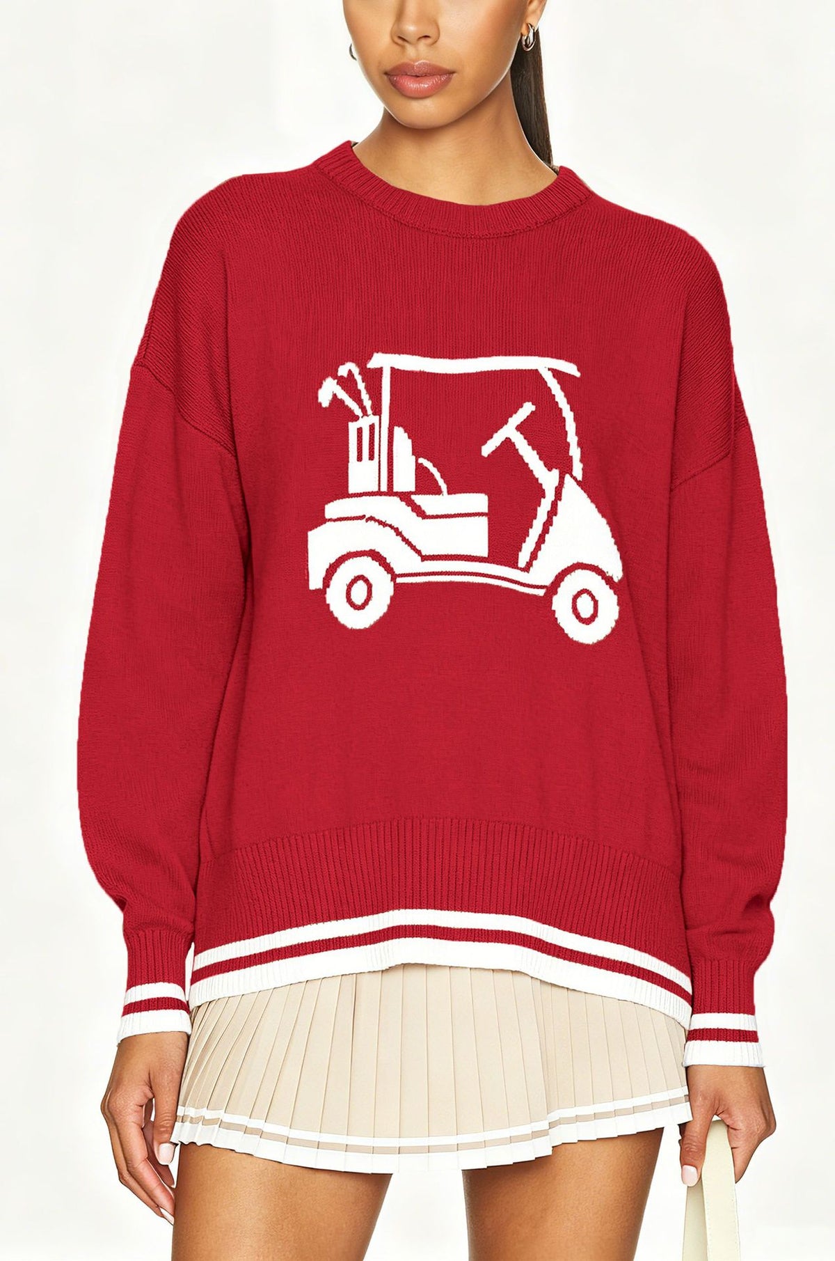 Women's Oversized Golf Cart Crew Neck Sweater
