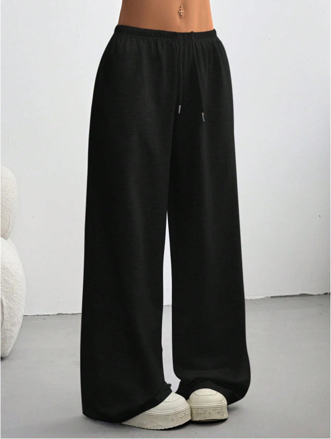 Drawstring Elastic Waist Wide Leg Casual Pants