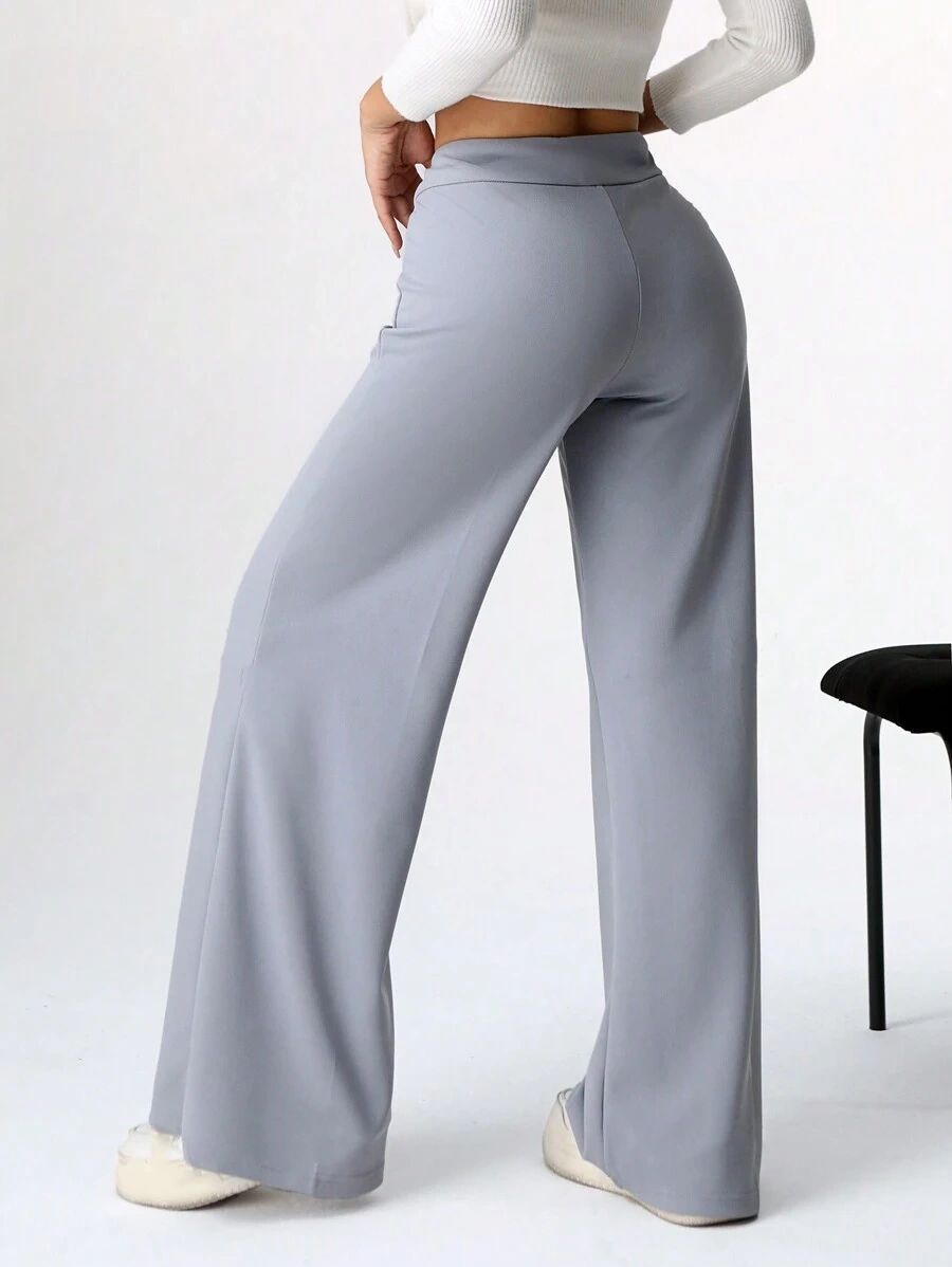 Black High Waist Wide Leg Palazzo Pants for Women