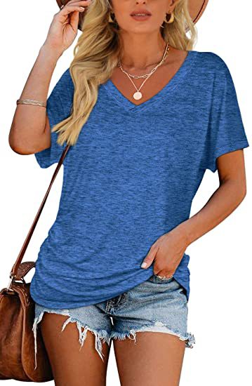 Black V Neck Loose Fit Basic Tee