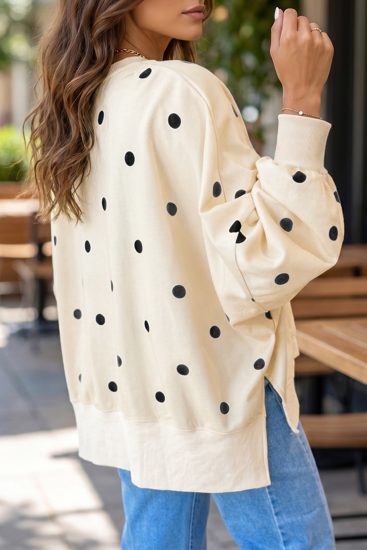 Custom Polka Dot Oversized Sweatshirt Womens Casual Pullover