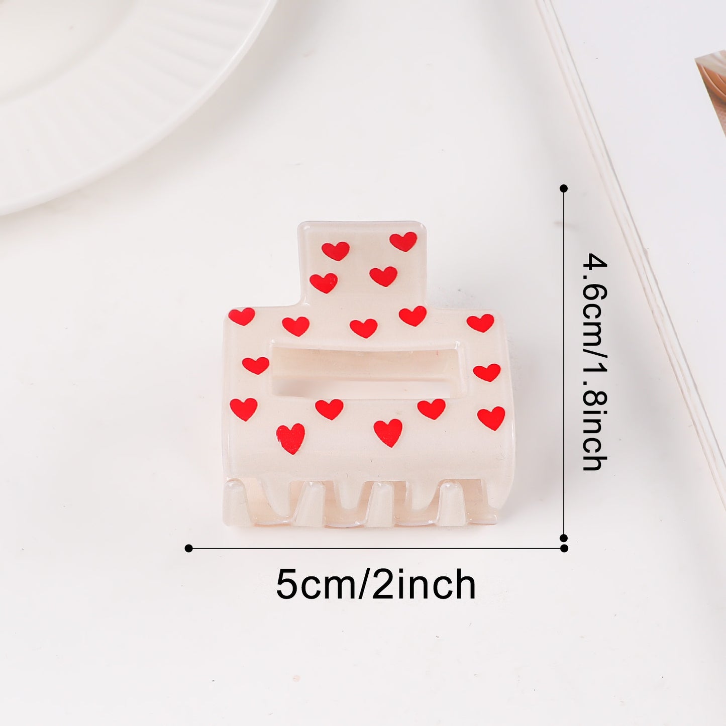 Valentine Heart Print Shark Hair Claw Clip for Women